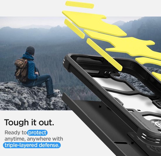 Spigen Tough Armor hoesje - Samsung Galaxy S24 Plus - met kickstand - Zwart