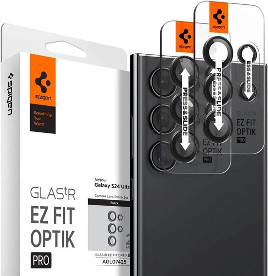 Spigen GlasTR EZ Fit Optik Pro cameralensprotector - Samsung Galaxy S24 Ultra - 9H gehard glas - set van 2 - Zwart