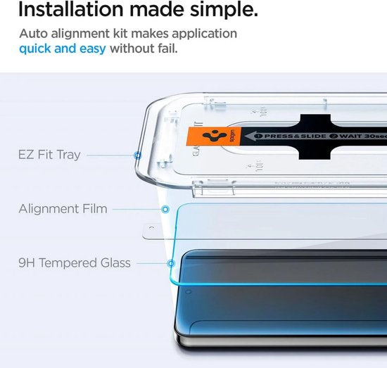 Spigen EZ Fit GLAS.tR screenprotector - geschikt voor Samsung Galaxy S24 Plus - set van 2