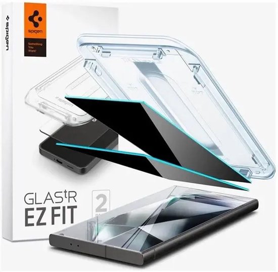Spigen EZ Fit GLAS.tR privacy screenprotector - geschikt voor Samsung Galaxy S24 Ultra - 9H tempered glass - case friendly - set van 2