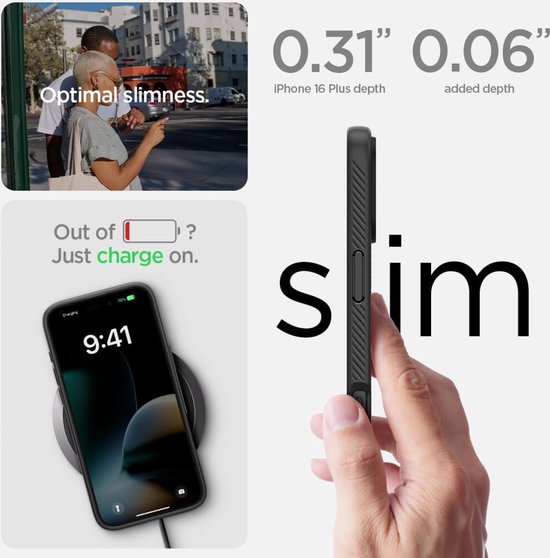 Spigen Liquid Air hoesje - geschikt voor iPhone 16 Plus - TPU - Zwart
