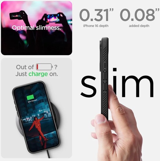 Spigen Rugged Armor MagFit case - Apple iPhone 16 - MagSafe - air cushion - Black