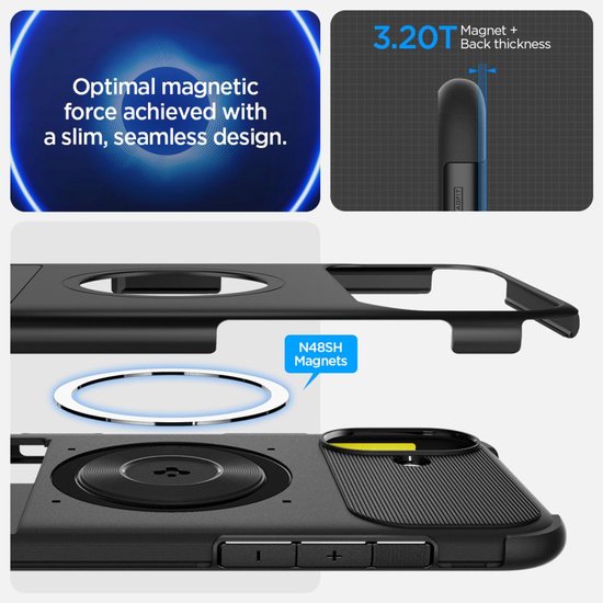 Spigen Slim Armor hoesje geschikt voor iPhone 16 - MagSafe - Zwart