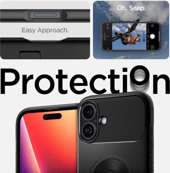 Spigen Slim Armor hoesje geschikt voor iPhone 16 - MagSafe - Zwart