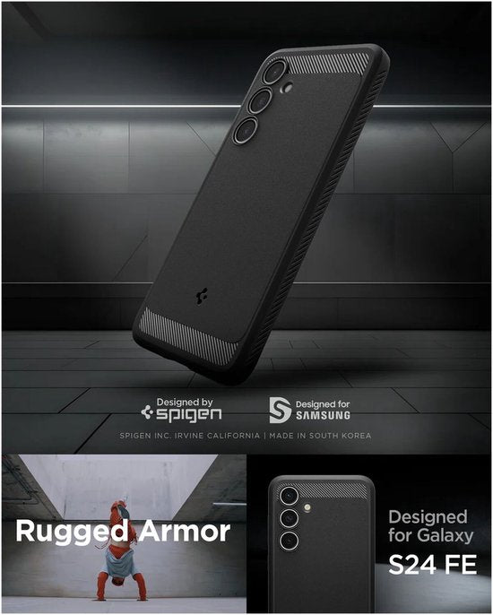 Spigen Samsung Galaxy S24 FE hoesje - Rugged Armor - Mat zwart