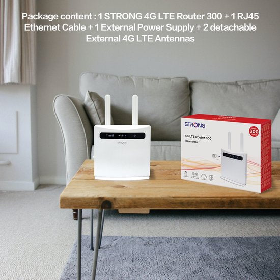Strong 4G LTE 300 wifi router - 150 Mbps 4G/300 Mbps wifi - 4 RJ45 poorten - Wit