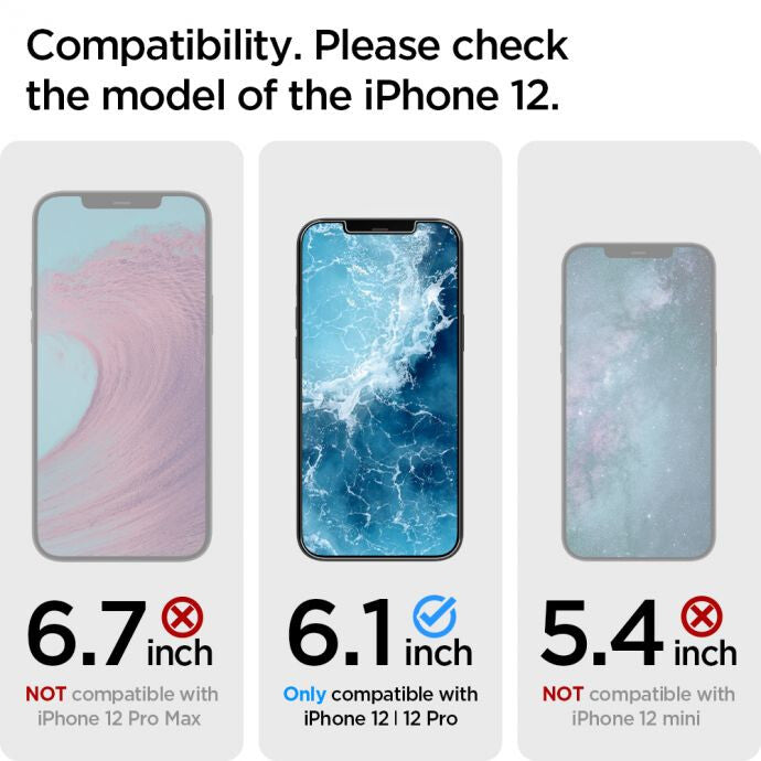 Spigen FC Black HD Glass Screen Protector for iPhone 12 and 12 Pro - Black Edge