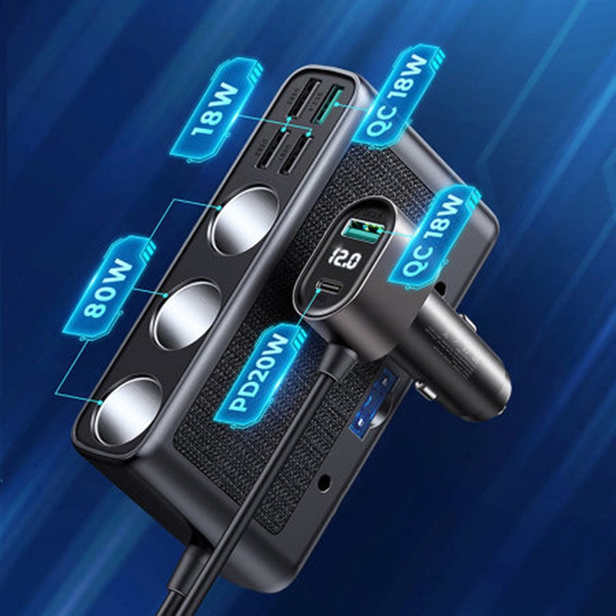 Joyroom 9-in-1 Car Charger 154W with 1 meter cable - Black