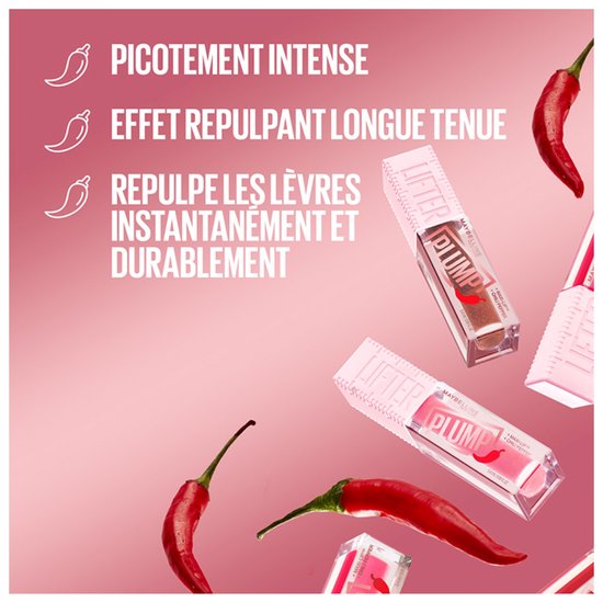 Maybelline Lifter Plump lipgloss - lip plumping met 5% Maxi-Lip en chilipeper - 5,4 ml - Hot Chili