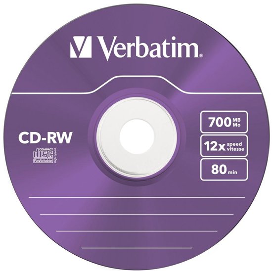 Verbatim 43167 CD-RW - 700 MB 12X - 5 stuks