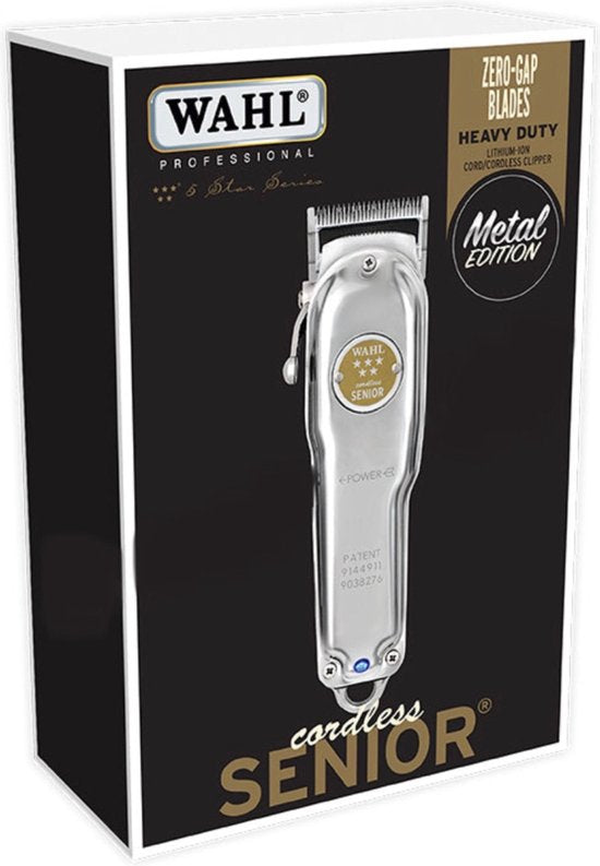 Wahl Metal Cordless Senior tondeuse - limited edition met standaard - Zilver
