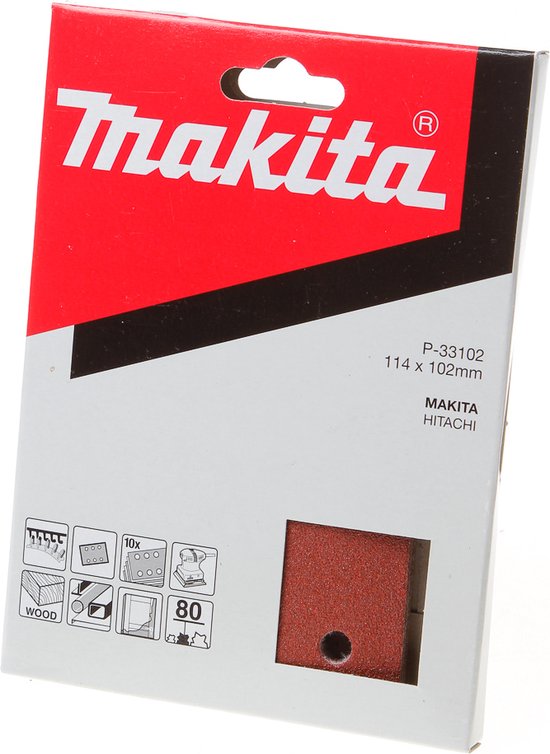 Makita P-33102 schuurvel set van 10 - red delta velcro K80 114×102 mm