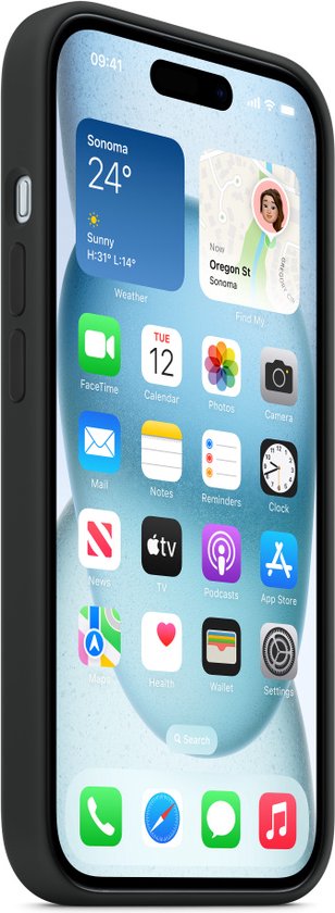 Apple iPhone 15 siliconen hoesje - MagSafe - Zwart