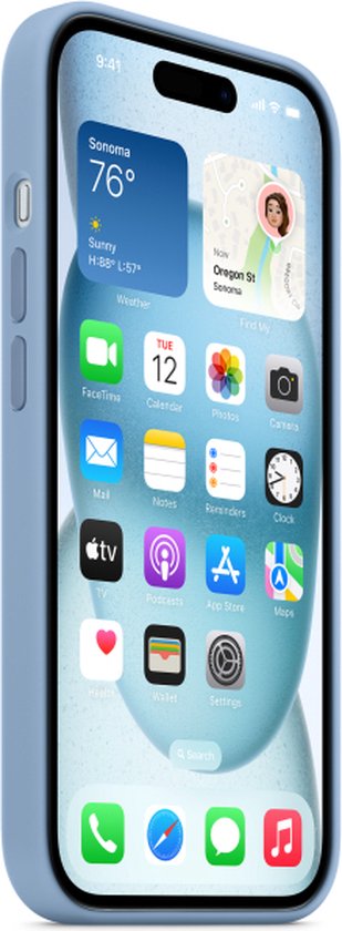 Apple iPhone 15 Plus hoesje - siliconen MagSafe - Winter Blue