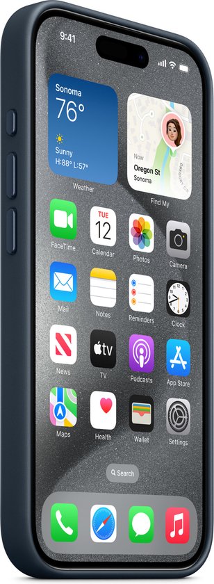 Apple FineWoven hoesje - iPhone 15 Pro - MagSafe - Pacific Blue