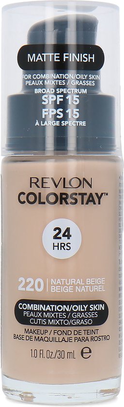 Revlon Colorstay foundation - met pomp - vette huid - 220 Natural Beige