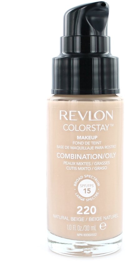 Revlon Colorstay foundation - met pomp - vette huid - 220 Natural Beige