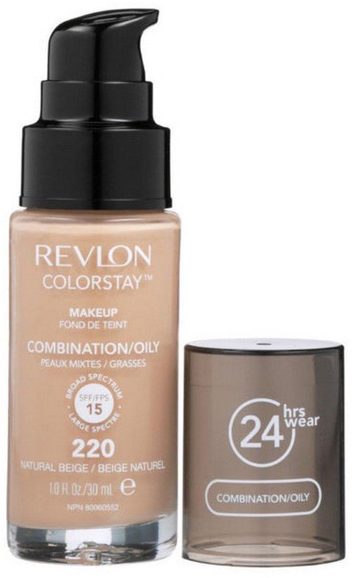 Revlon Colorstay foundation - met pomp - vette huid - 220 Natural Beige