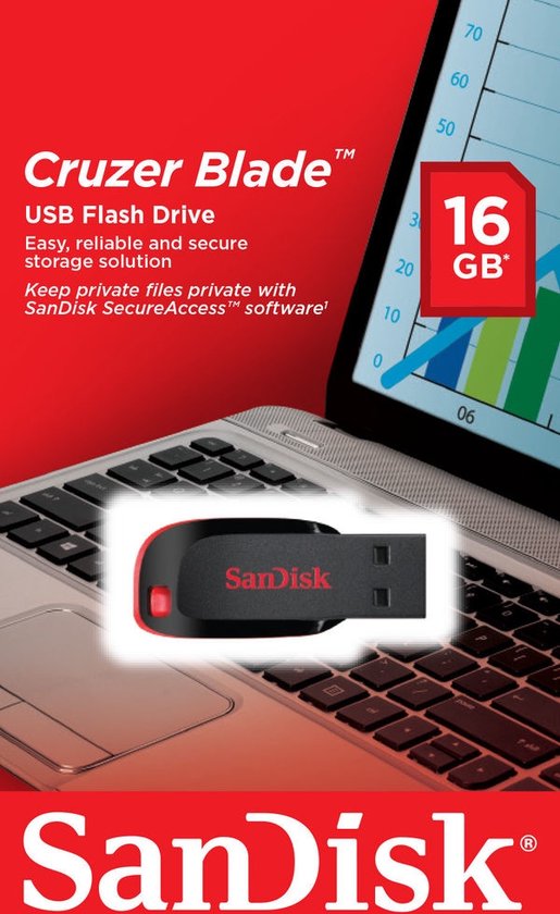 Sandisk Cruzer Blade USB stick - 16GB USB 2.0 - Zwart