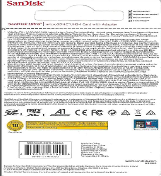 SanDisk Ultra Micro SDHC - UHS1 A1 met adapter - 32 GB