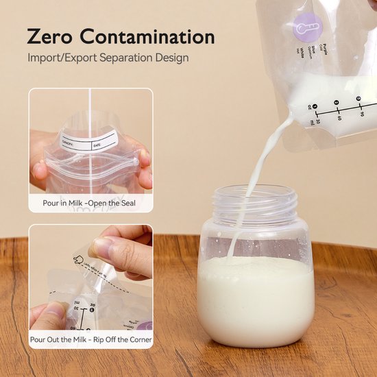 Momcozy moedermelk bewaarzakjes - 175 ml temperatuur indicatie - BPA/BPS vrij - 50 stuks