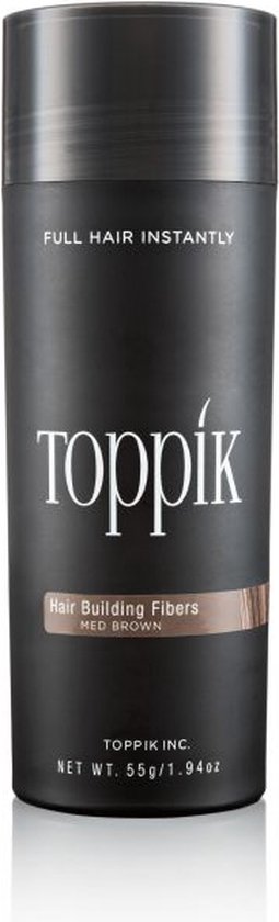 Toppik Hair Building Fibers haarverdikker - verbergt haaruitval - Middenbruin - 55 gram