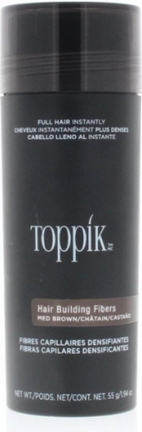 Toppik Hair Building Fibers haarverdikker - verbergt haaruitval - Middenbruin - 55 gram