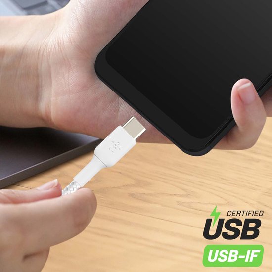 Belkin USB-C naar USB kabel - gevlochten 2 m - Wit