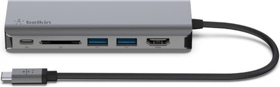 Belkin USB-C hub 6-in-1 - 4K HDMI - gigabit ethernet - 100 W PD opladen