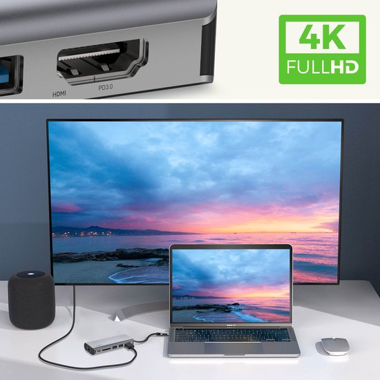 Belkin USB-C hub 6-in-1 - 4K HDMI - gigabit ethernet - 100 W PD opladen