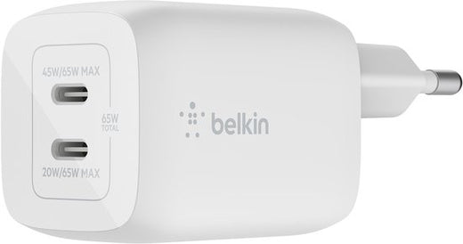 Belkin Boost-Up Charge Pro adapter - 2-poorts USB-C 65W - Wit