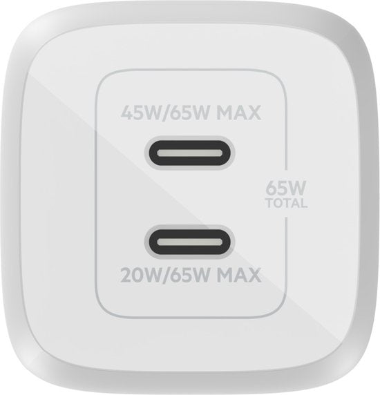 Belkin Boost-Up Charge Pro adapter - 2-poorts USB-C 65W - Wit
