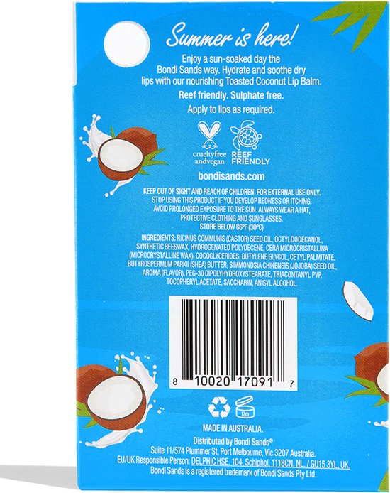 Bondi Sands lipbalsem - SPF 50+ - Toasted Coconut