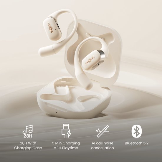 Shokz OpenFit sportkoptelefoon - open-ear - Beige