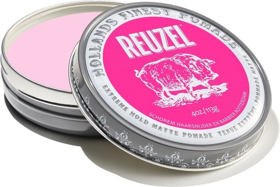 Reuzel haarpomade - Extreme Hold matte special pink edition - 113 gram