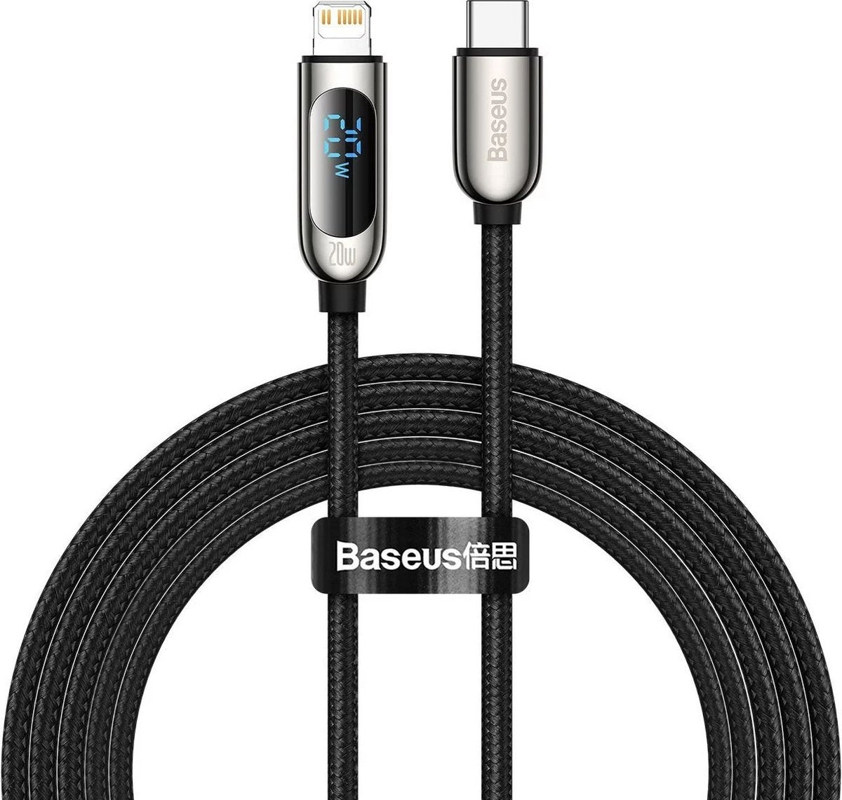 Baseus Display Fast Charging Kabel USB-C naar Lightning 2 meter 20W Zwart