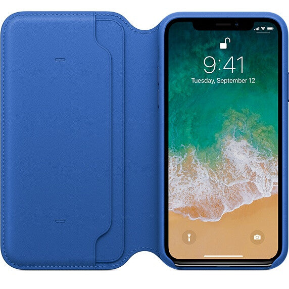 Apple iPhone X Leather Folio Case - Blauw