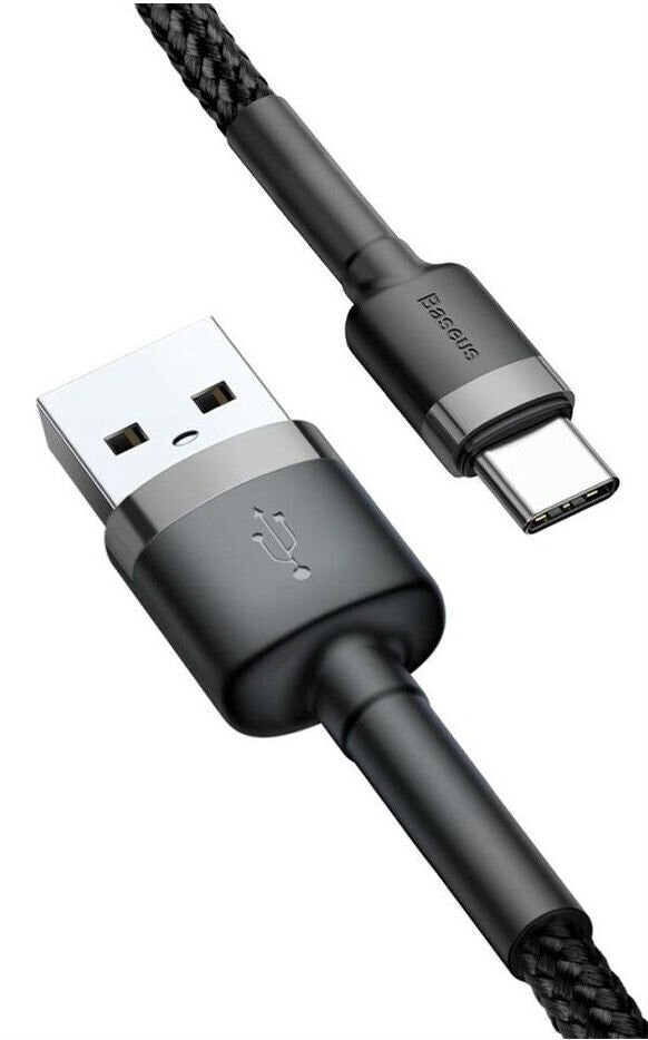 Baseus Cafule Kabel USB naar USB-C 3 A - 0.5 meter - Grijs/Zwart