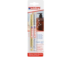 Edding 751/2 paint marker set of 2 - bullet nib 1-2 mm - permanent - Gold, silver