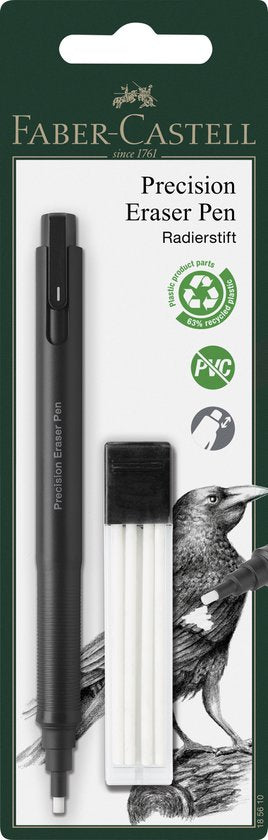 Faber-Castell Precision gumpen - inclusief navulgummen - Zwart