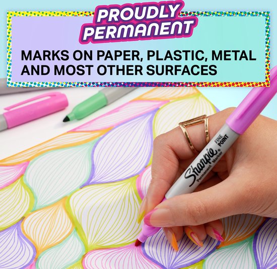 Sharpie Glam Pop permanent markers set van 5 - fijne punt - verschillende kleuren