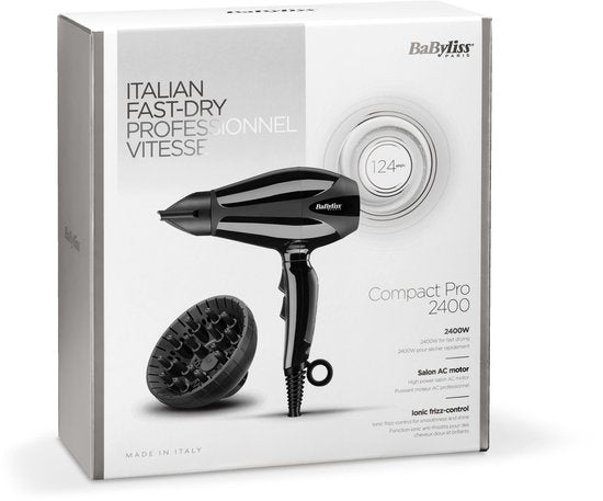 BaByliss Compact Pro 2400 6715DE föhn - ionisch anti-pluis - diffuser en 2 blaasmonden