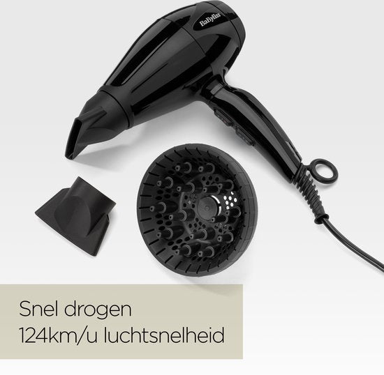 BaByliss Compact Pro 2400 6715DE föhn - ionisch anti-pluis - diffuser en 2 blaasmonden
