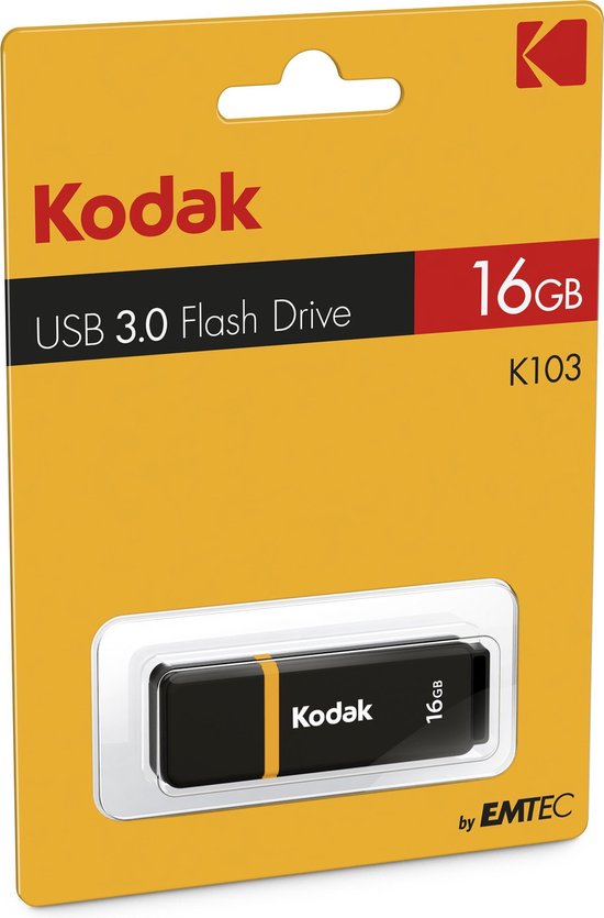 Kodak Classic K103 USB-stick - 16 GB - USB 3.2 - Zwart/Geel