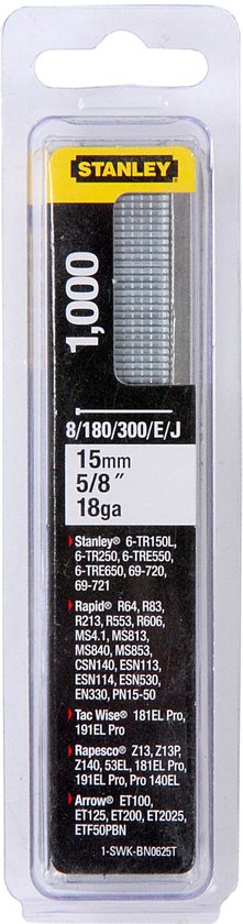 Stanley nagels - type J 15 mm - 1000 stuks