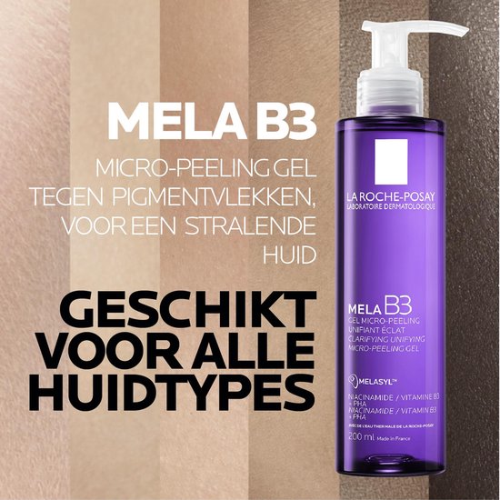 La Roche-Posay Mela B3 micro-peeling gel reiniger - tegen pigmentvlekken - met Melasyl en niacinamide - gevoelige huid - 200 ml
