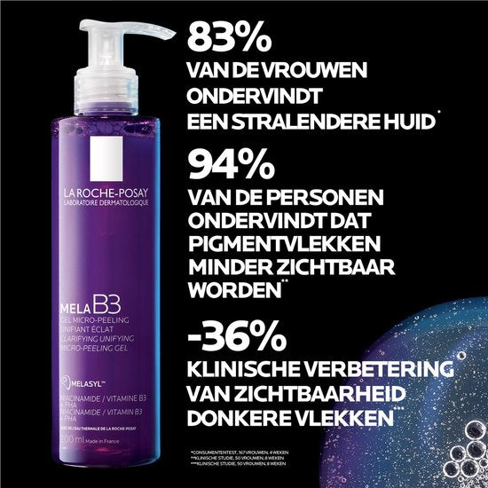 La Roche-Posay Mela B3 micro-peeling gel reiniger - tegen pigmentvlekken - met Melasyl en niacinamide - gevoelige huid - 200 ml