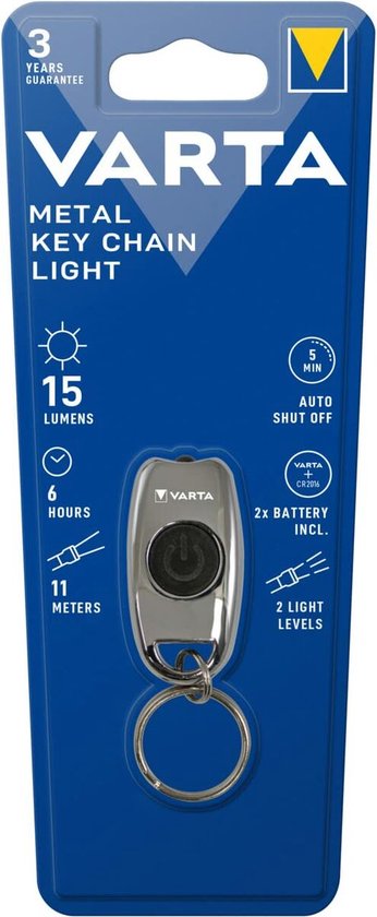 Varta keychain flashlight - metal - 11m beam range - 6 hours runtime