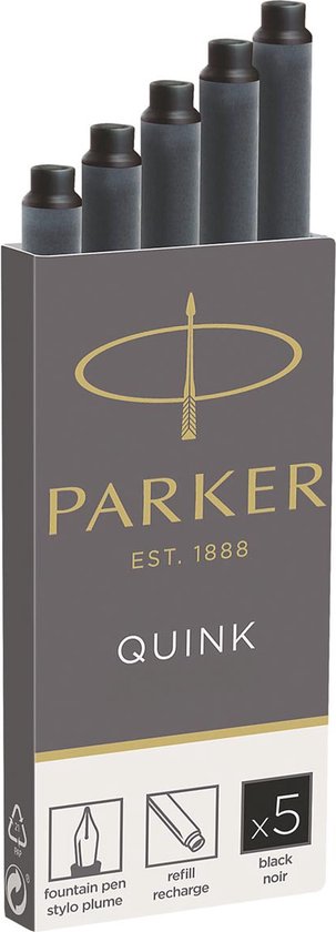 Parker vulpenpatronen - Quink - zwart - 5 stuks
