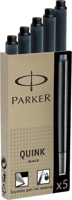 Parker vulpenpatronen - Quink - zwart - 5 stuks